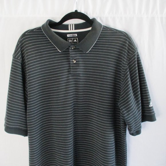 Adidas Climalite Men's Short Sleeve Black & White Striped Shirt Size Large - Picture 3 of 12